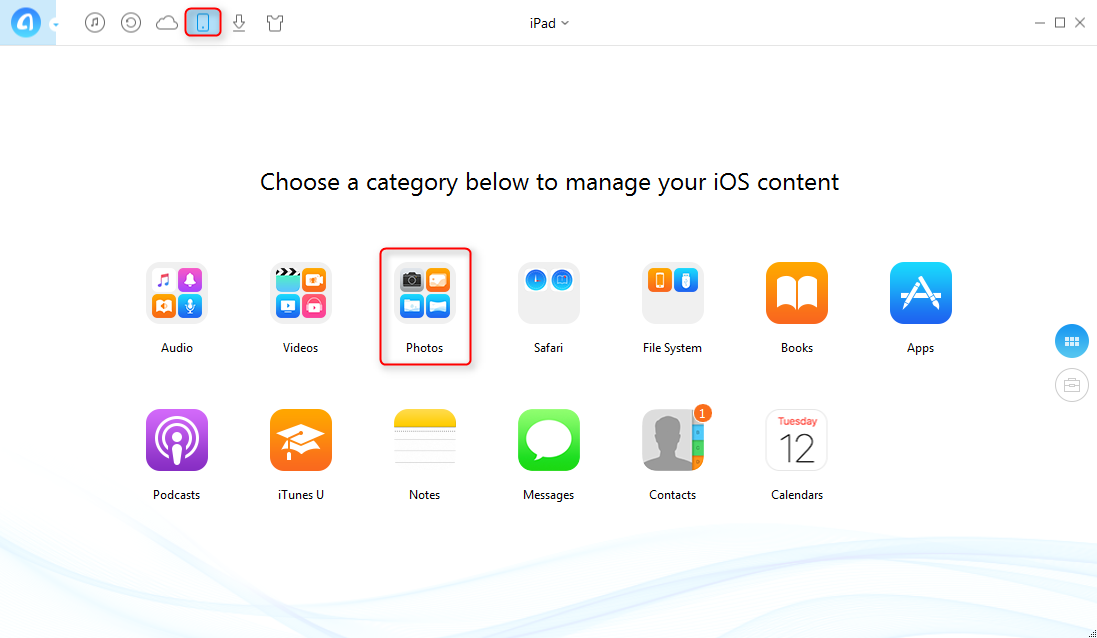 Copy Photos from iPad to PC Using AnyTrans - Step 2