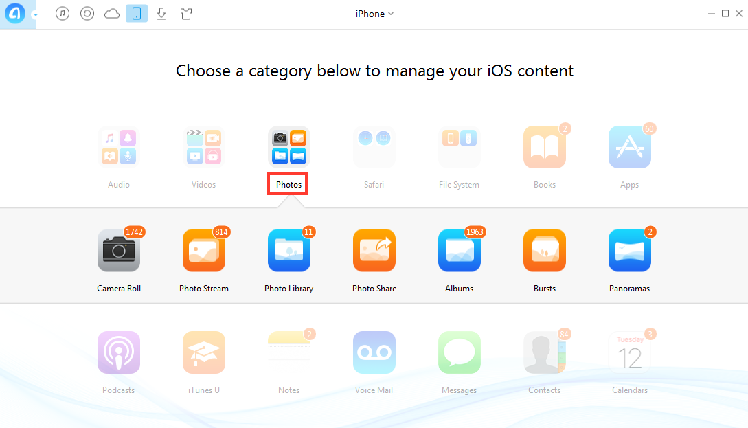 How to Copy Photos from iPhone to PC with AnyTrans – Step 2