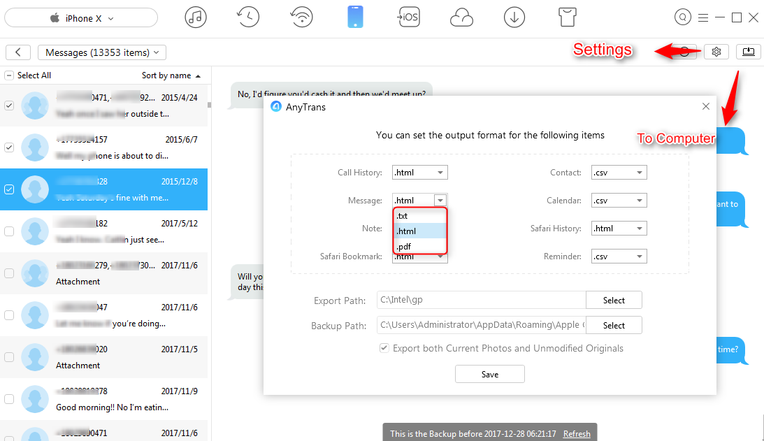 How to Copy Messages from iPhone – Step 3