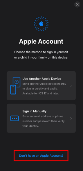 Create Apple ID on iPhone