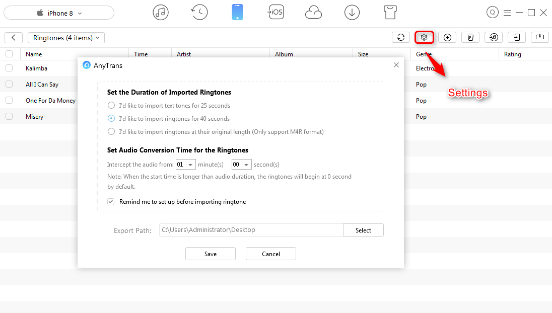 How to Custom Ringtones without iTunes 12.7 - Step 4
