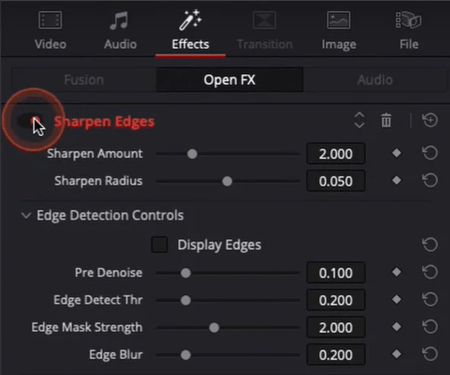 Adjust the Sharpen Effect Settings