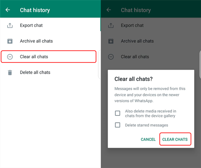 Delete All WhatsApp Chats at Once on Android