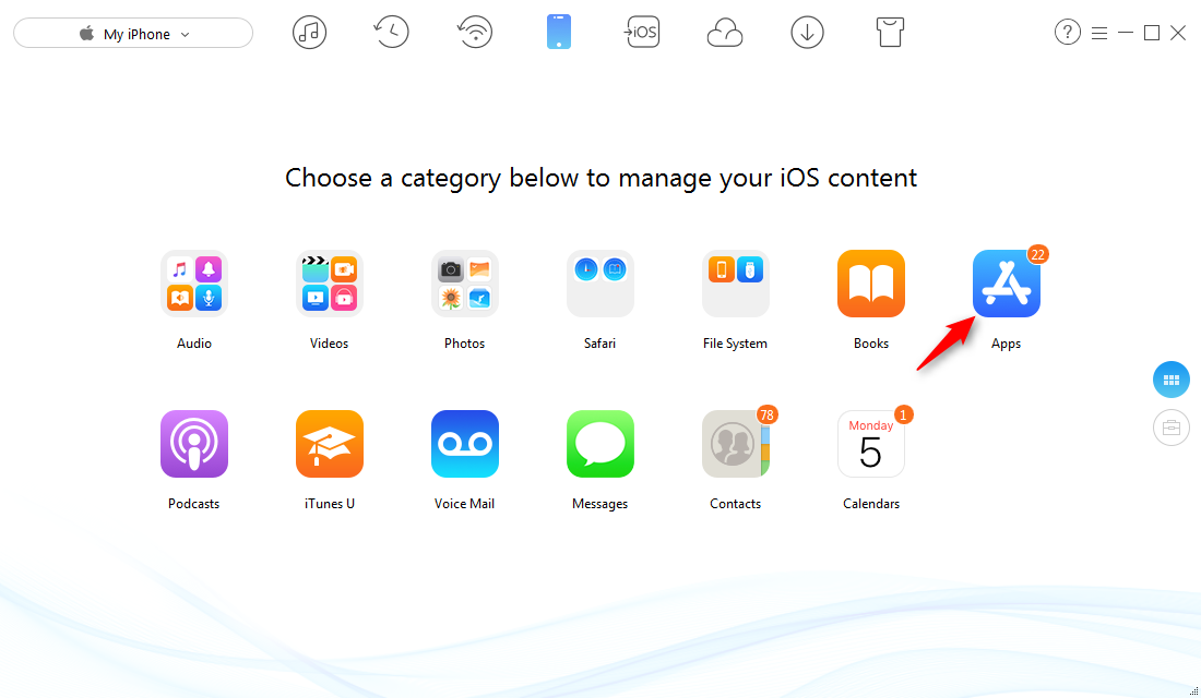 How to Delete Apps on iPhone X/8 with AnyTrans - Step 2