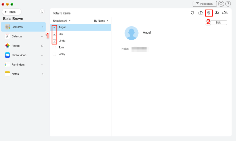 Delete Contacts from iCloud via AnyTrans - Step 3
