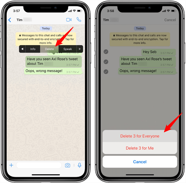 how to delete voice call on whatsapp iphone