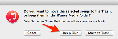 Keep files in iTunes library