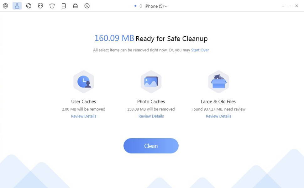 How to Delete Junk Files on iPhone with PhoneClean – Step 1