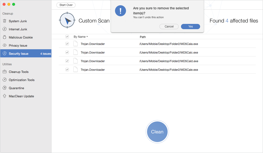 Delete Malicious Threats on Mac with MacClean – Step 2