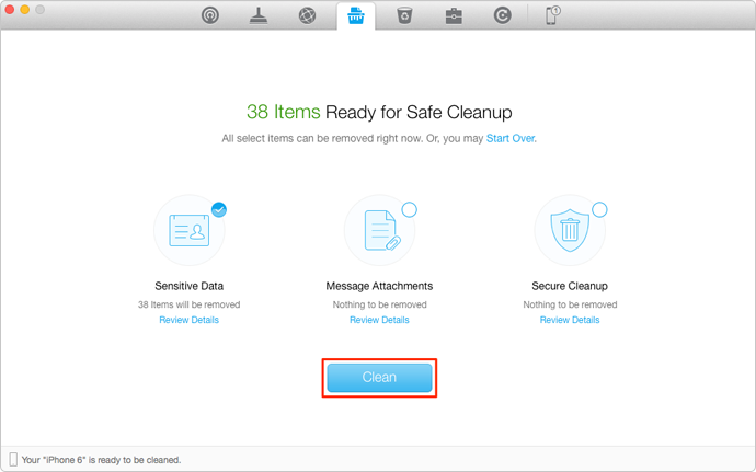 How to Delete Messages in iOS 10 with PhoneClean – Step 3