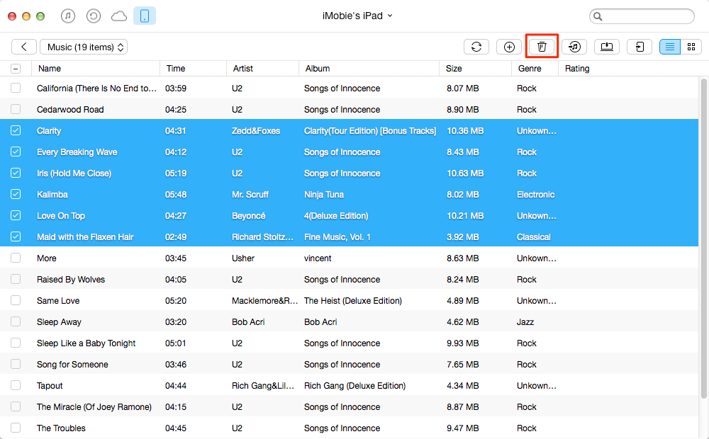 How to Delete Songs from iPad with AnyTrans - Step 3