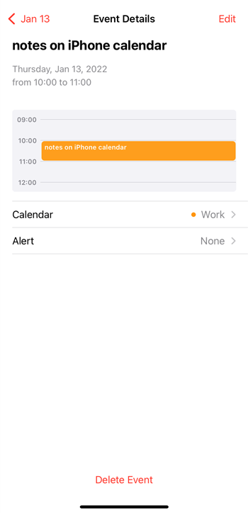 Delete Notes on iPhone Calendar