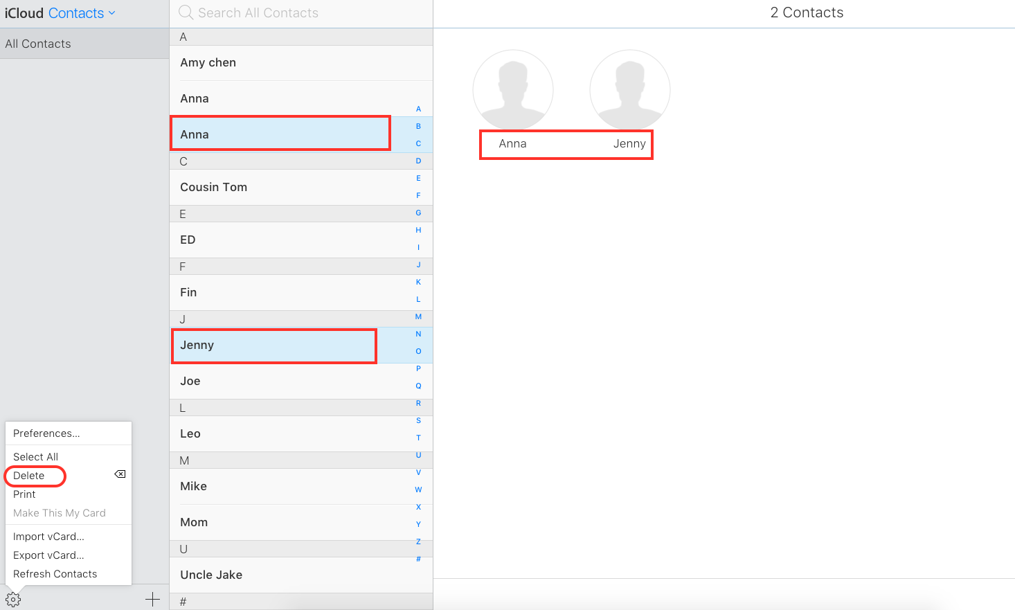 How to Delete Numbers from iCloud Directly - Step 3
