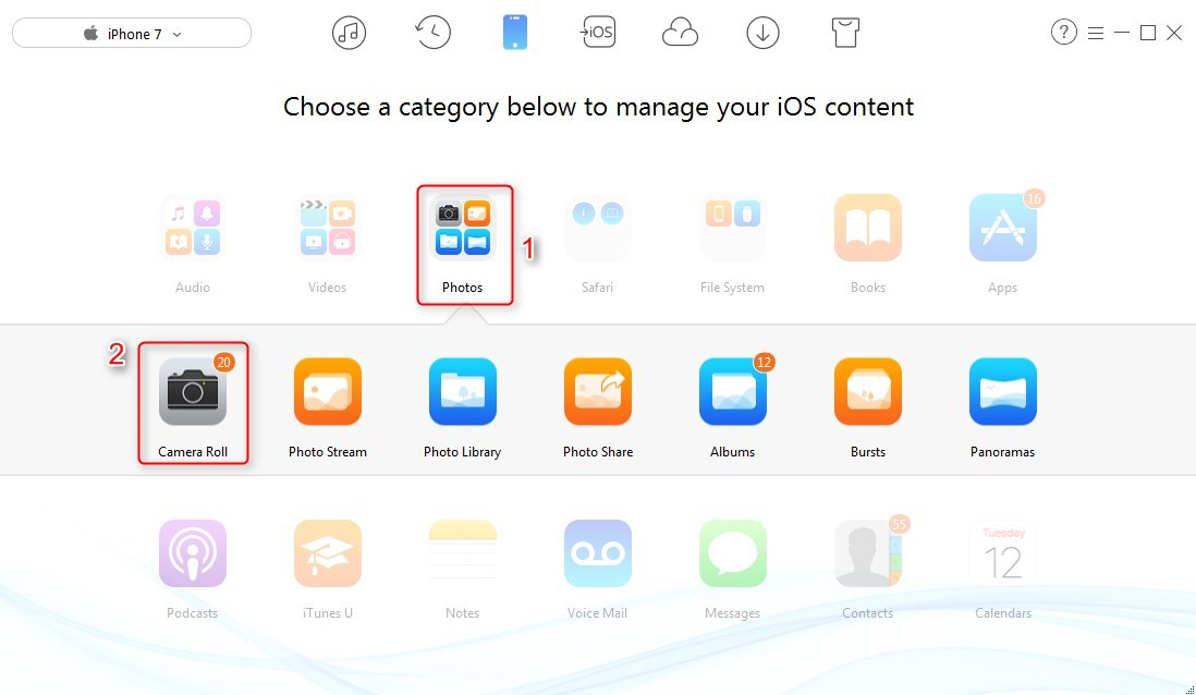 How to Delete All Photos from iPhone 8/X with AnyTrans - Step 2