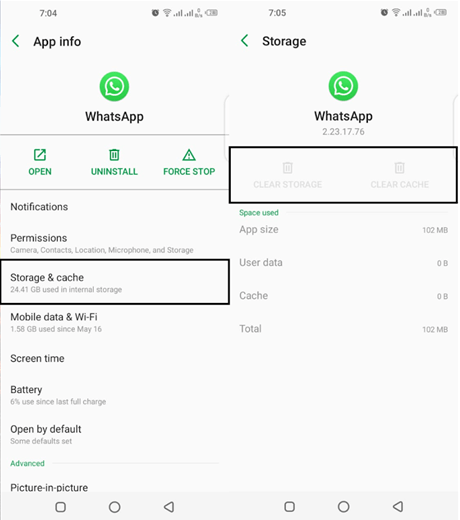 Delete Storage and Cache Data of WhatsApp