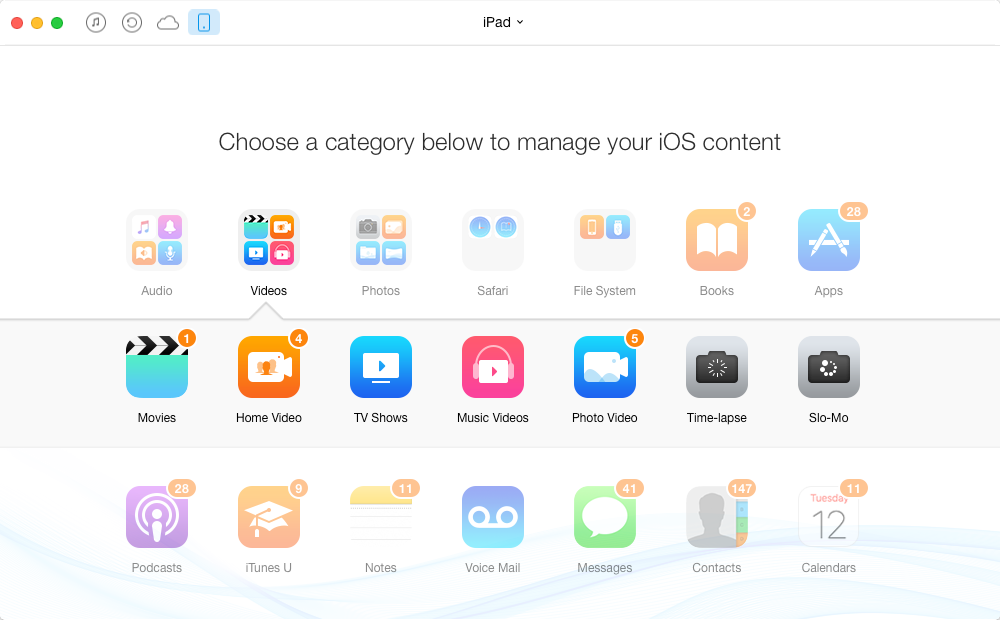 Click Videos on AnyTrans - Step 2