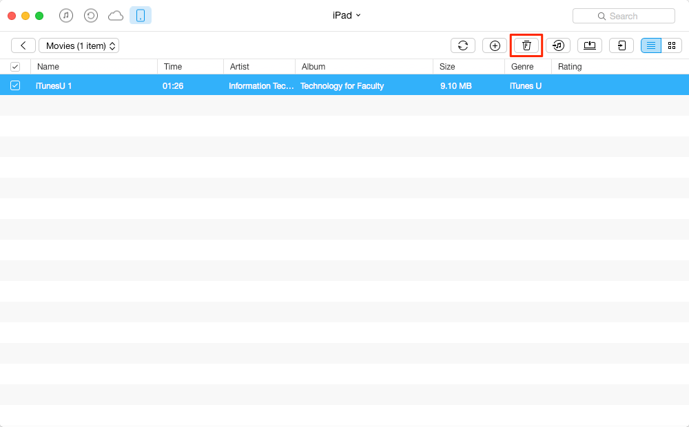 Delete Movies from iPad - Step 3