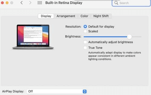 Disable Auto Brightness and True Tone Settings