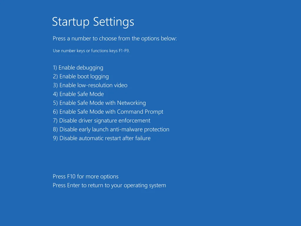A guide on how to access startup settings in Windows to install MTK VCOM drivers.