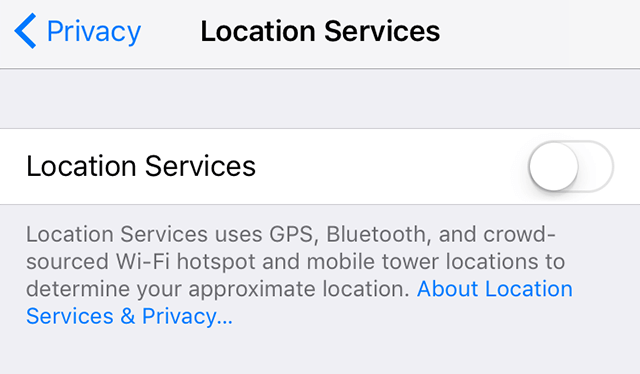 Disable location services on the iPhone