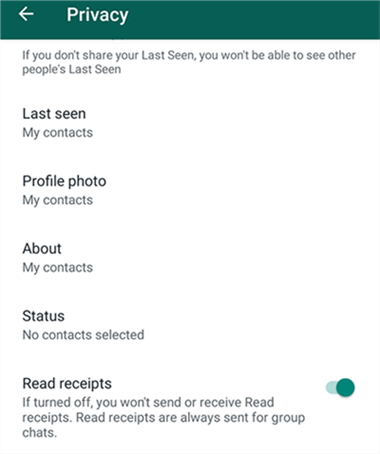 Disable Read Receipts in WhatsApp
