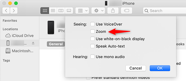 Disable Zoom Using Finder