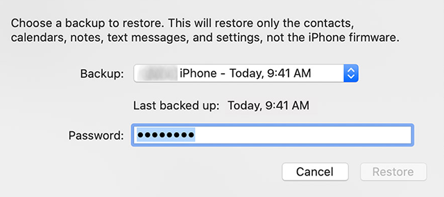 Select A Backup to Restore