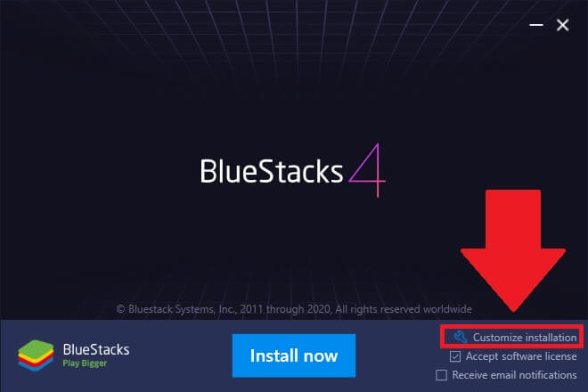 Download and install BlueStack on PC