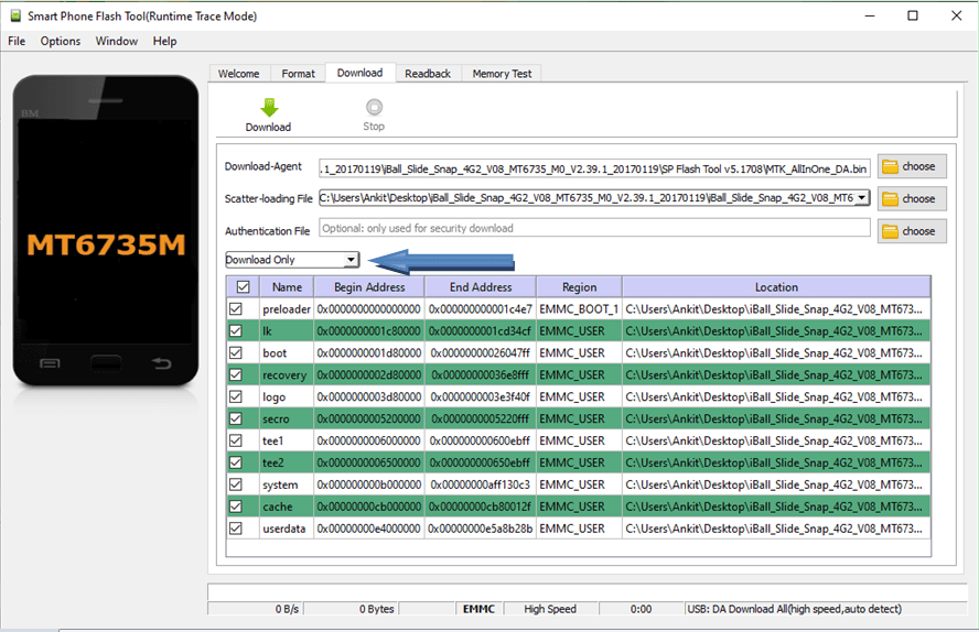 Download the Firmware in SP Flash Tool