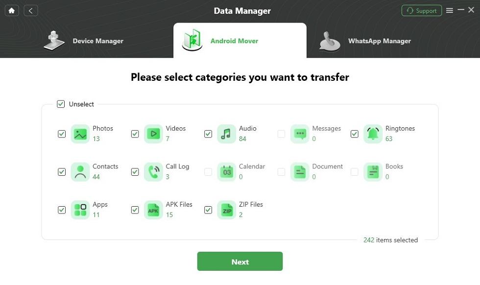 Select Data You Want to Transfer