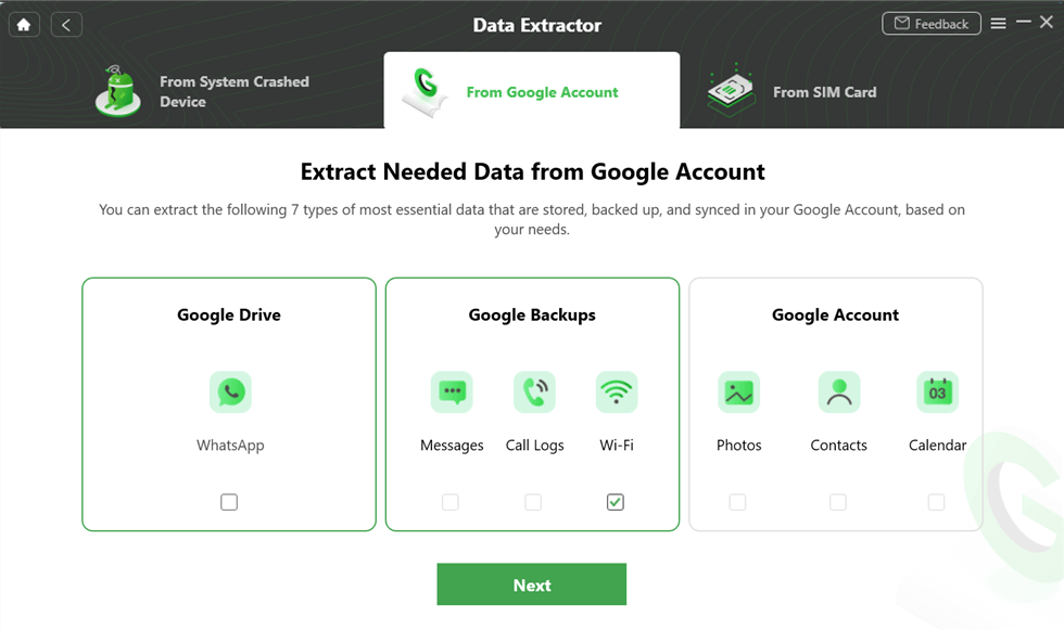 Select the Wi-Fi Option under Google Backups