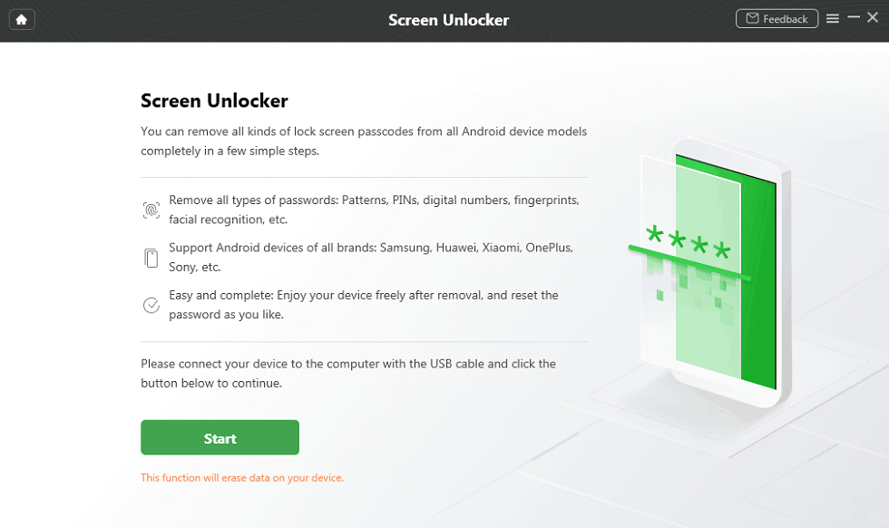 Click Start to Unlock Screen
