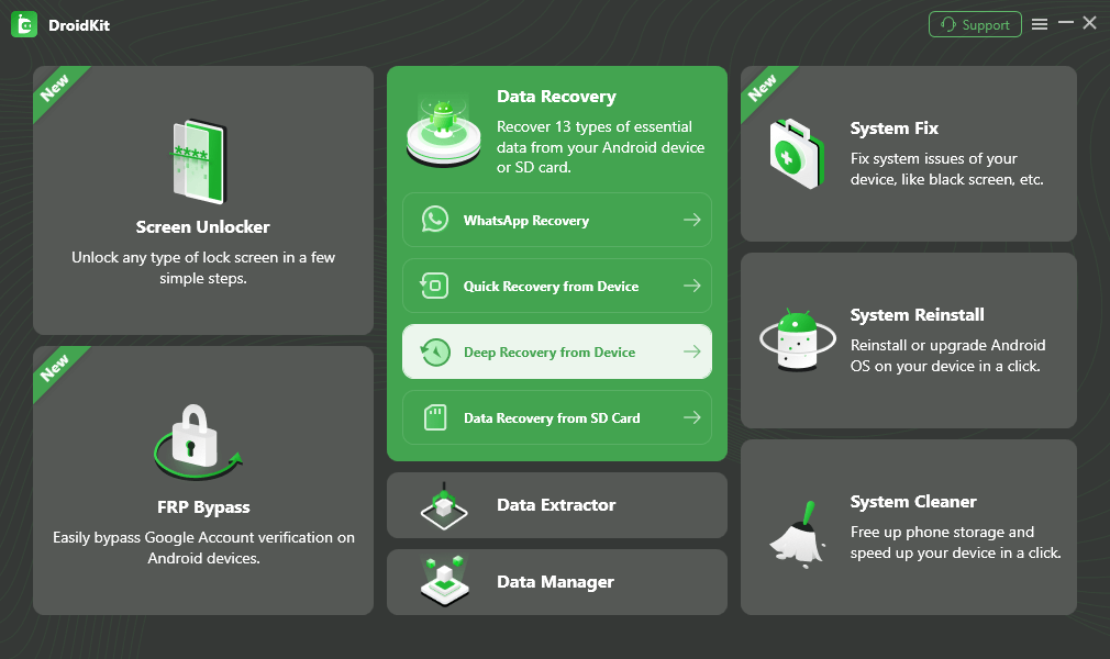 Choose Deep Recovery from Device