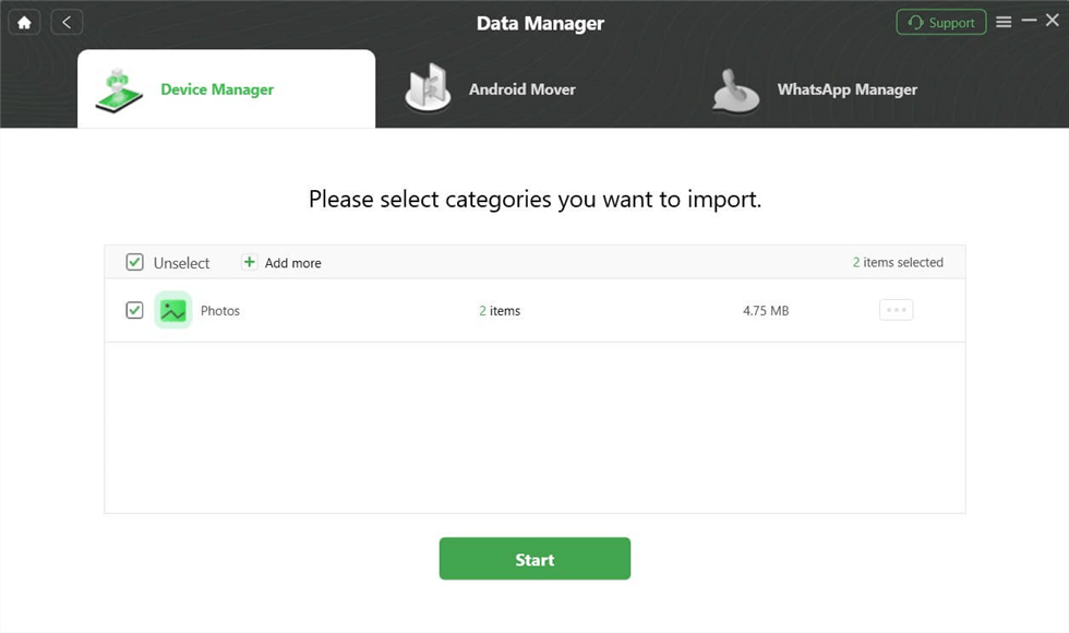 Choose Data to Transfer