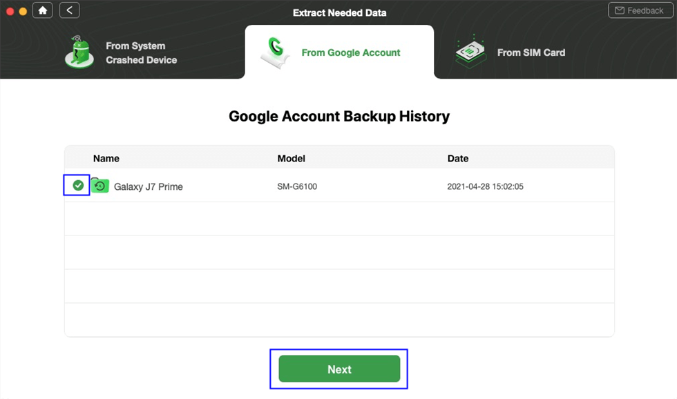 Confirm the Google Backup you Need to Restore