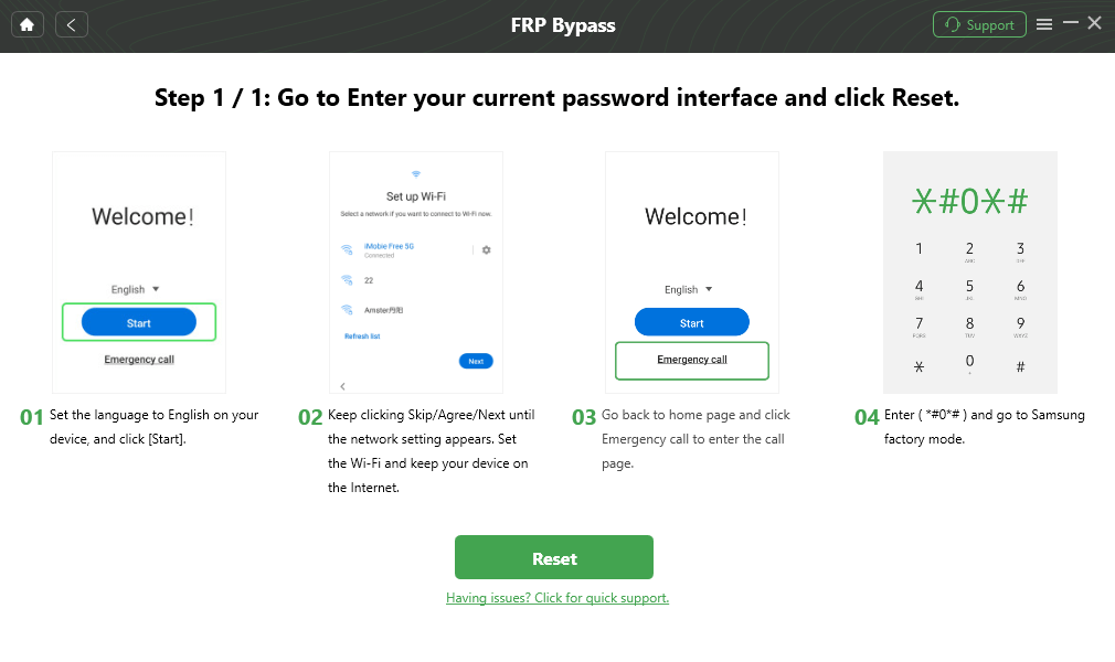 Go to Enter your Current Password Interface and Click Reset