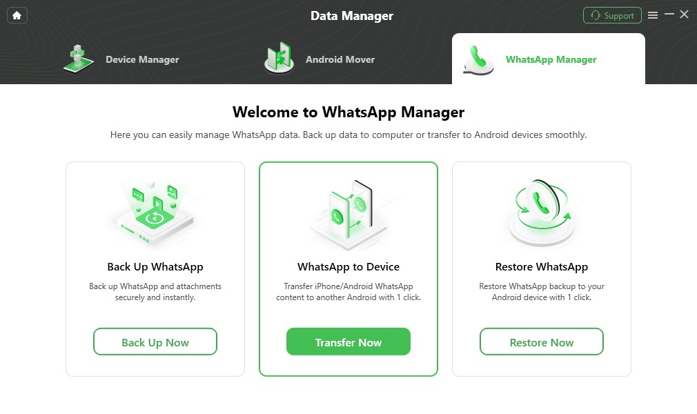 Choose WhatsApp to Device and Click Transfer Now