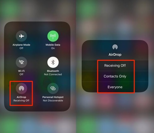 How to Enable AirDrop From Control Center in iOS 11 - Step 3