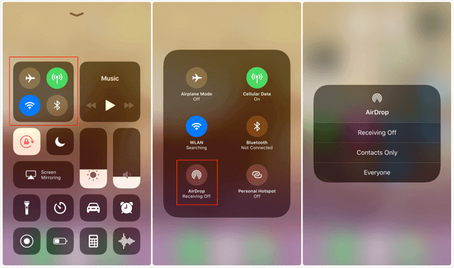 Enable AirDrop Feature from Control Center