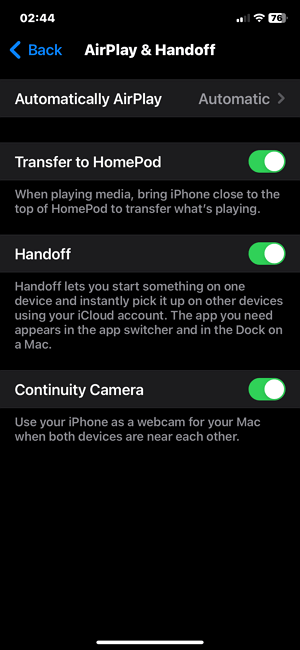 Enable Handoff and Continuity