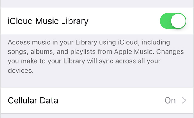 Enable iCloud Music Library on the iPhone