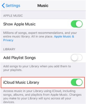 Re-enabled iCloud Music Library
