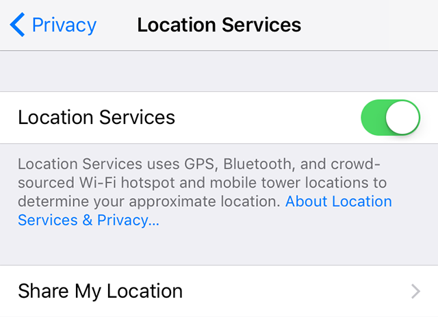 Enable Location Services on the iPhone