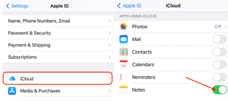 Enable Notes for iCloud
