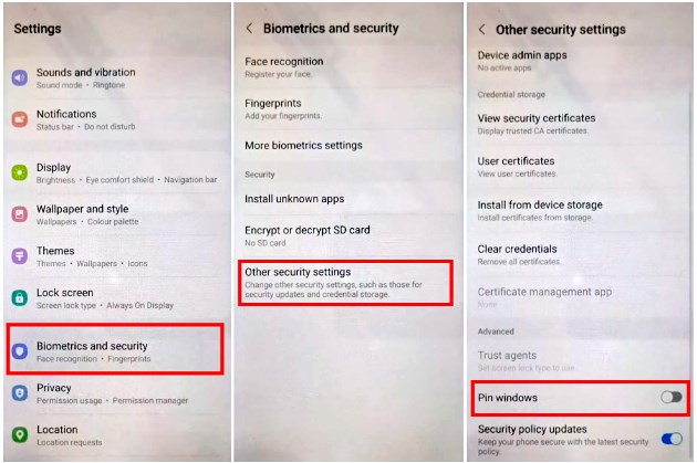 Enable Pin Windows under Biometrics and Security