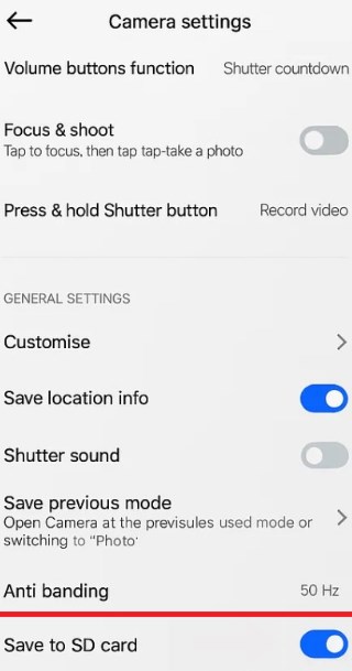 Enable Save to SD Card