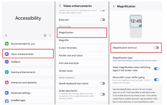 Enable the Magnification Shortcut
