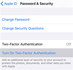 Turn on Two Factor Authentication on iPhone