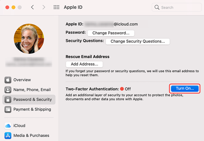 Turn on Two Factor Authentication on Mac