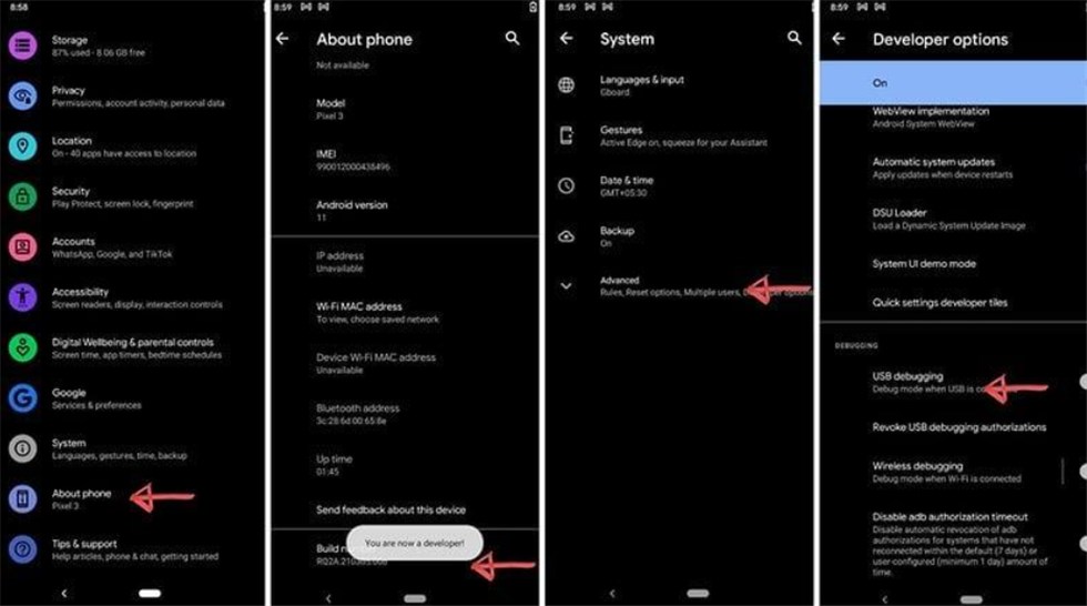 Enable USB Debugging
